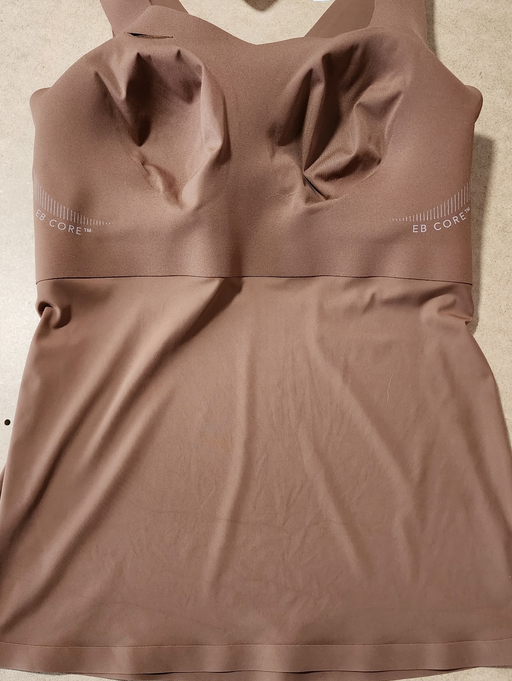 Evelyn Bobbie Defy Bra Tank Brown Seamless Built In Bra Removable Cups Large - Picture 4 of 5